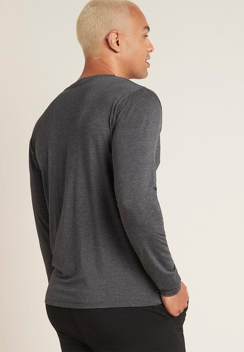 BOODY - Organic bamboo crew long sleeve T-shirt - dark marl