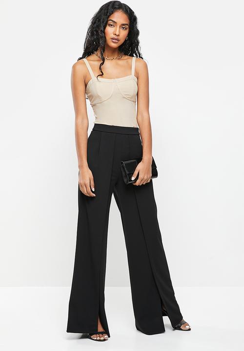 SISSY BOY - High waisted pant with front openings - black