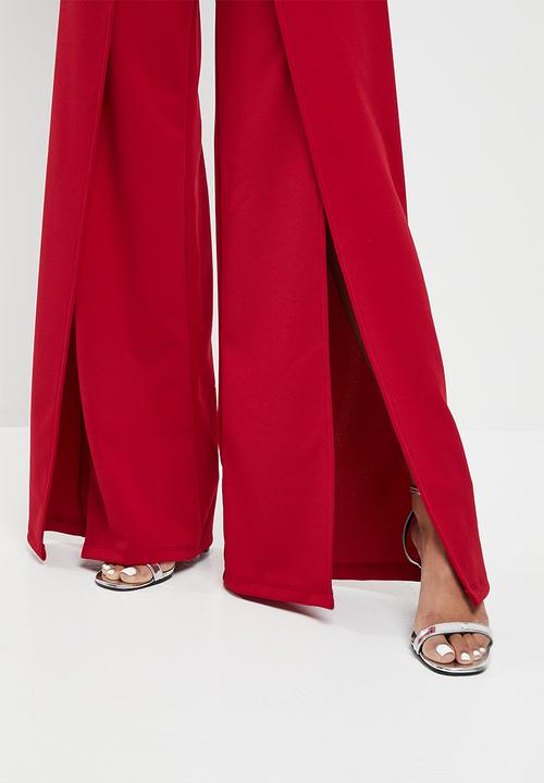 SISSY BOY - High waisted pant with front openings - deep red