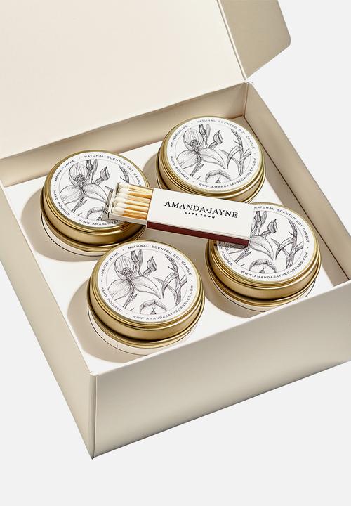 Amanda Jayne - Four gold tin candle gift set