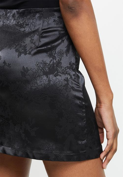 dailyfriday - Textured satin mini skirt - black