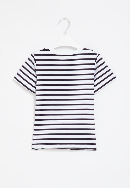 Pop Candy - Stripe tee - white & navy