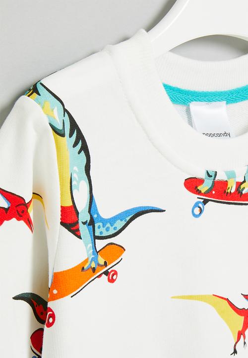 Pop Candy - Boys dino sweatshirt - white