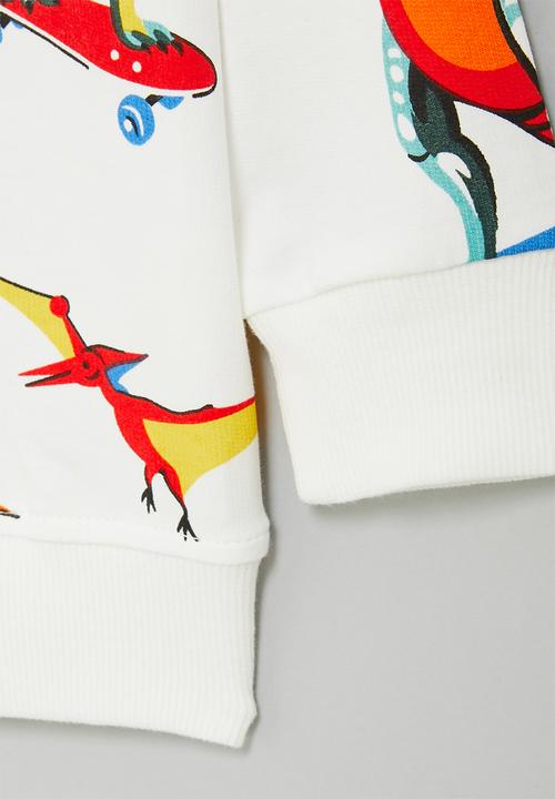 Pop Candy - Boys dino sweatshirt - white