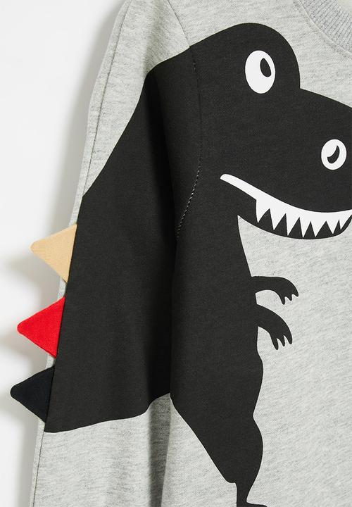Pop Candy - Boys dino sweatshirt - grey & black