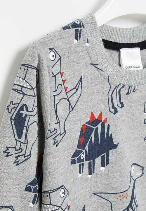Pop Candy - Boys dino sweatshirt - grey & navy