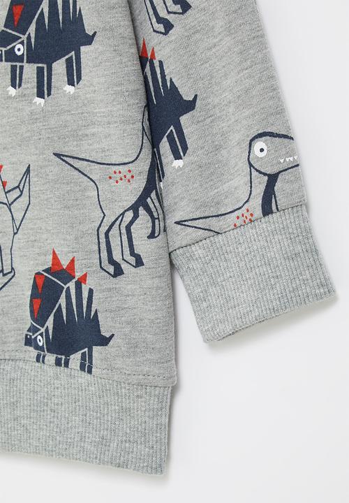 Pop Candy - Boys dino sweatshirt - grey & navy