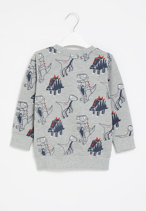 Pop Candy - Boys dino sweatshirt - grey & navy