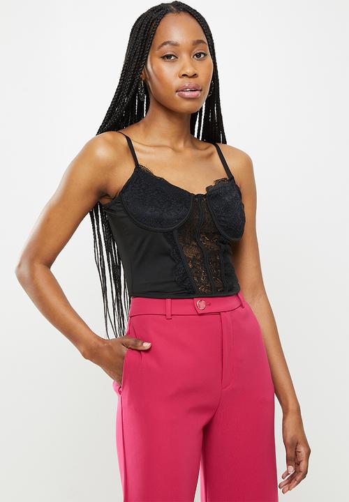 dailyfriday - Lace crop top- black
