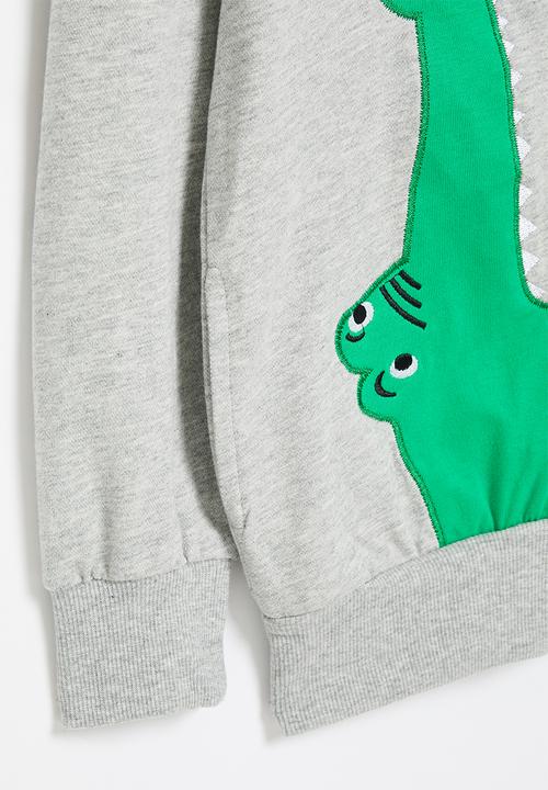 Pop Candy - Boys dino zip thru hoodie - grey