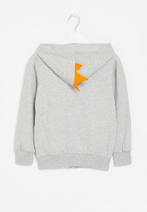 Pop Candy - Boys dino zip thru hoodie - grey
