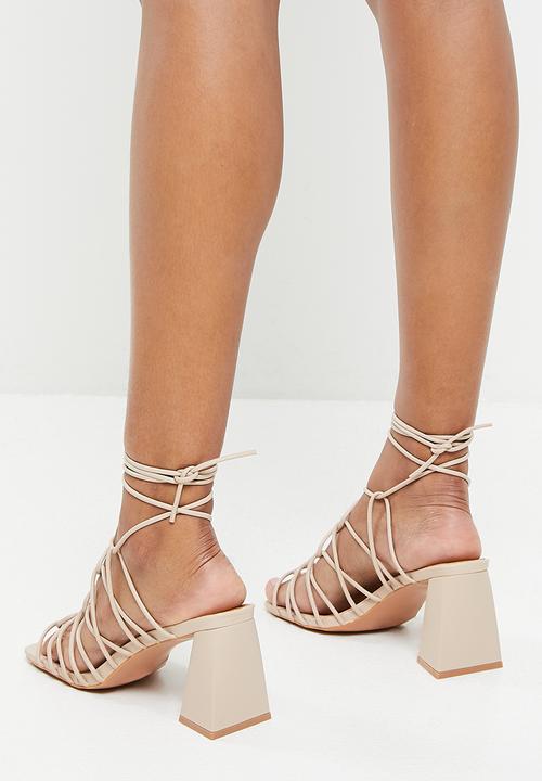 Madison® - Abigail strappy ankle tie block heel - neutral