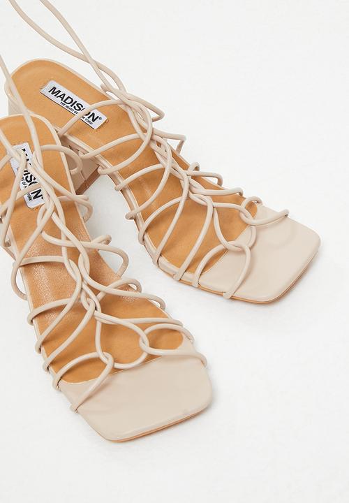 Madison® - Abigail strappy ankle tie block heel - neutral