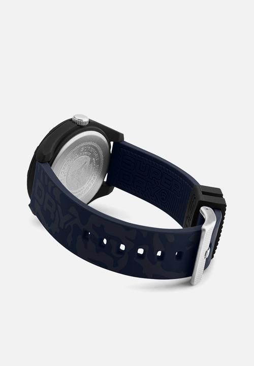 Superdry. - Silicone strap watch - black & navy