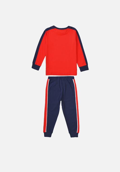 MINOTI - Teen boys 2-piece snooze day long sleeve pyjama set - red & navy