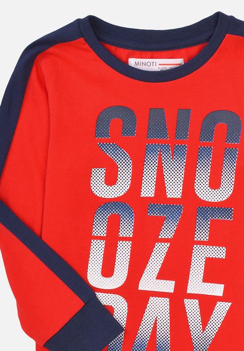 MINOTI - Teen boys 2-piece snooze day long sleeve pyjama set - red & navy