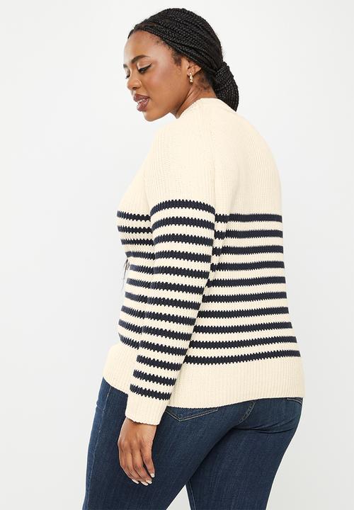 POLO - Plus breton stripe chunky knit - ecru
