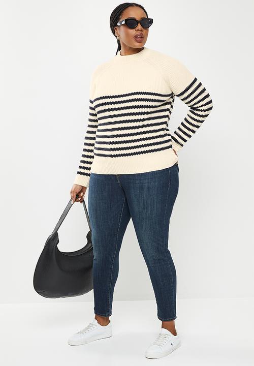 POLO - Plus breton stripe chunky knit - ecru