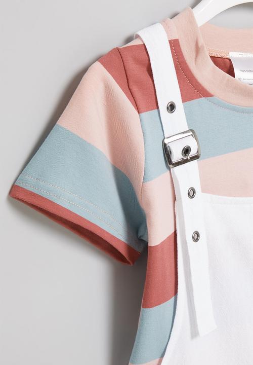 Rebel Republic - Girls short dungaree - white