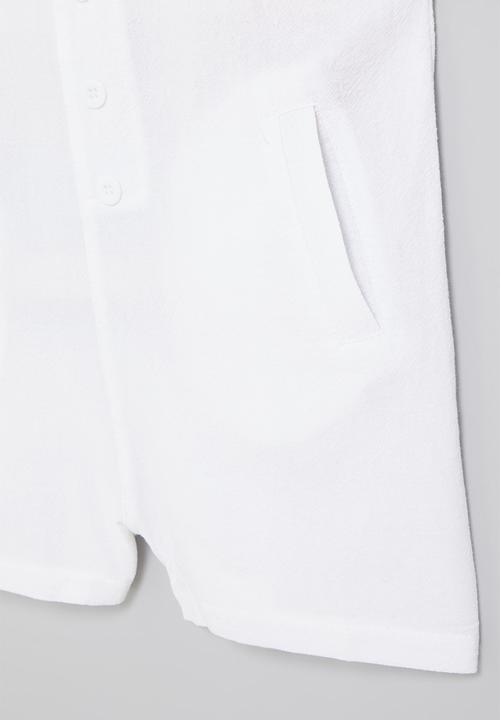 Rebel Republic - Girls short dungaree - white