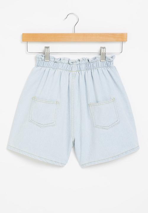 Pop Candy - Paperbag waist shorts - blue