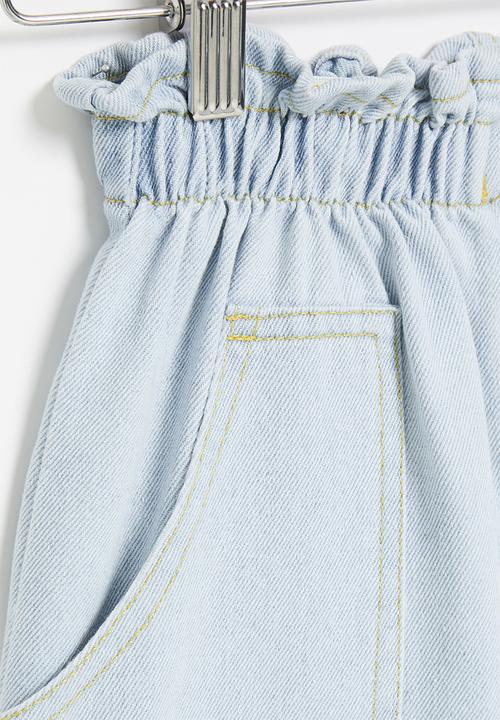 Pop Candy - Paperbag waist shorts - blue