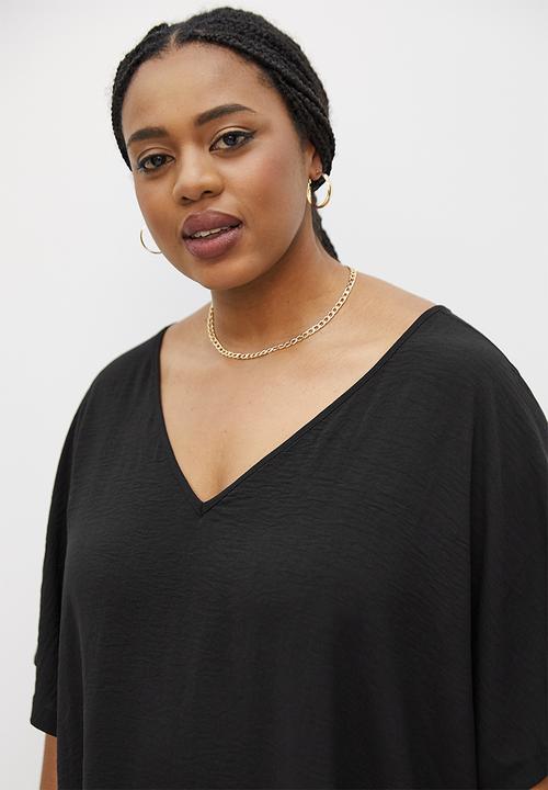 edit Plus - Longline slit detail shell top - black