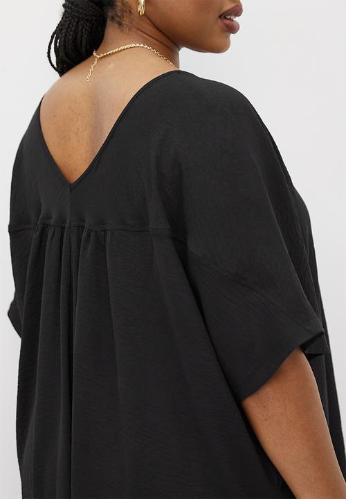 edit Plus - Longline slit detail shell top - black
