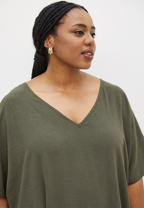 edit Plus - Longline slit detail shell top - bottle green