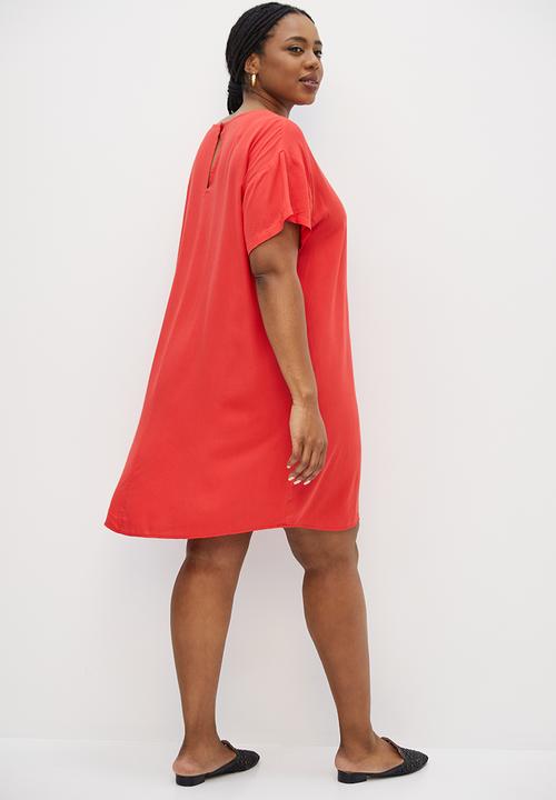 edit Plus - Basic woven shift dress - red