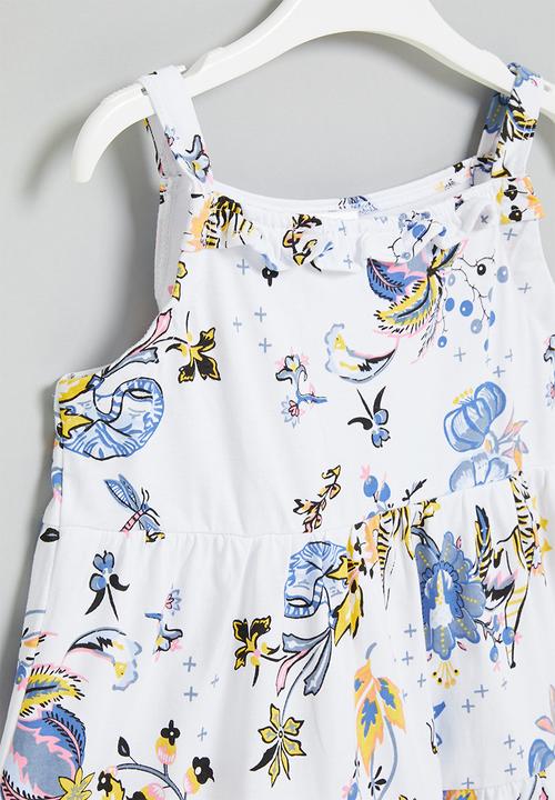 Pop Candy - Girls printed dress - white & blue 
