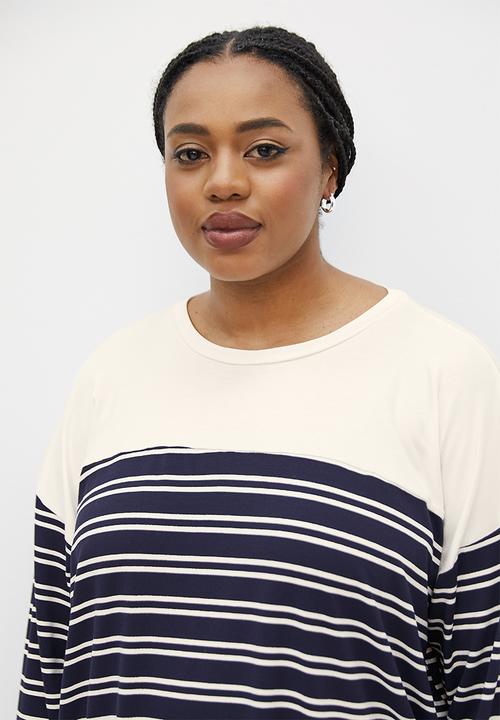 edit Plus - Bretton stripped boxy tee - navy & milk