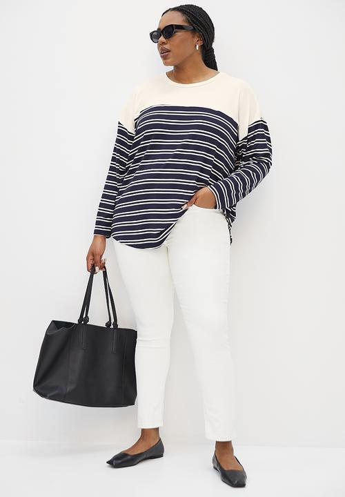 edit Plus - Bretton stripped boxy tee - navy & milk