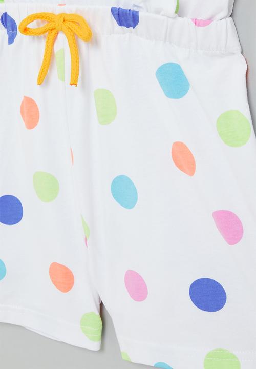 Pop Candy - Girls polka dot playsuit - white