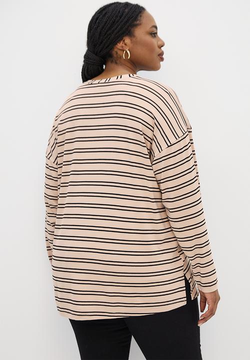edit Plus - Bretton stripped boxy tee - stone & black 