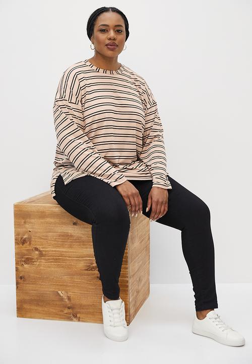 edit Plus - Bretton stripped boxy tee - stone & black 