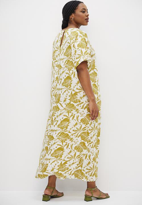 edit Plus - Maxi woven tee dress - mono palm pattern