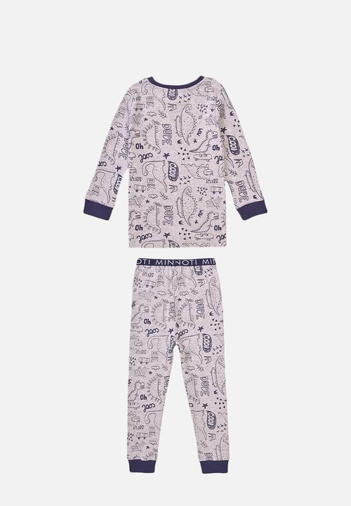 MINOTI - 2-piece aop dino pyjama set - grey