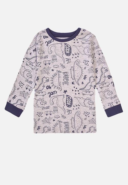 MINOTI - 2-piece aop dino pyjama set - grey