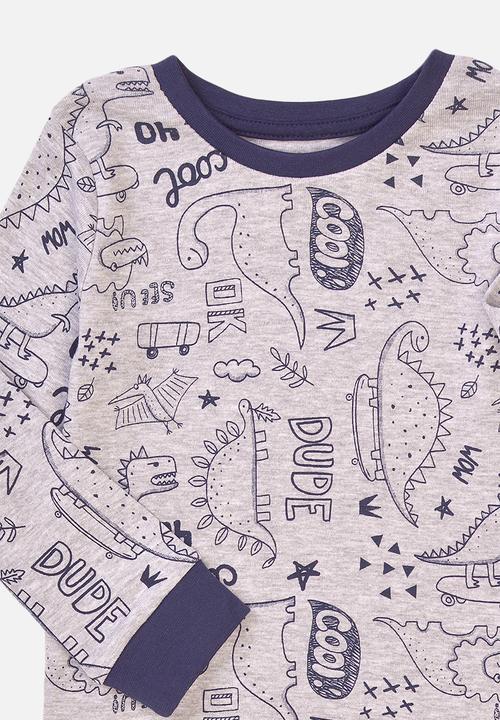 MINOTI - 2-piece dino pyjama set - grey