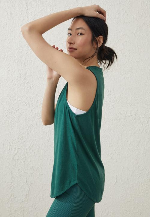 Cotton On - Active curve hem tank - verdant green