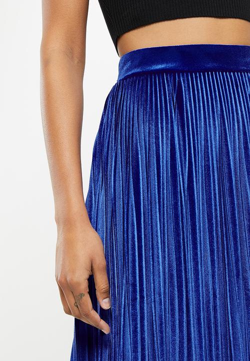 Me&B - Velvet maxi skirt - blue