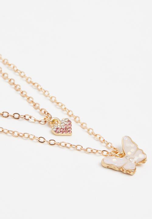 Rebel Republic - Girls tiered butterfly necklace - rose gold 