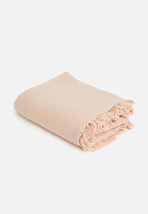 Sixth Floor - Waffle bed throw - rose dust