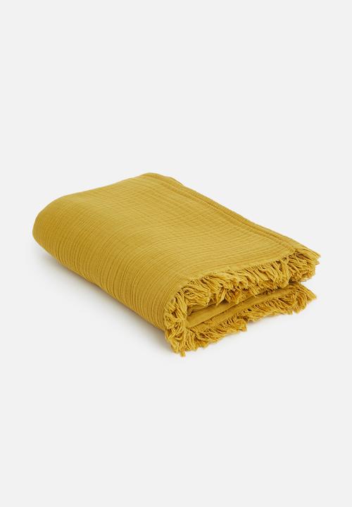 Sixth Floor - Waffle bed throw - mustard yellow