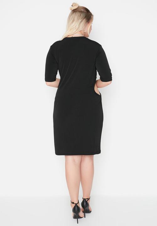 Trendyol - Plus waist cutout detailed  dress - black