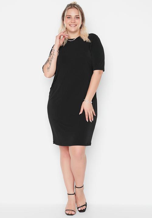 Trendyol - Plus waist cutout detailed  dress - black