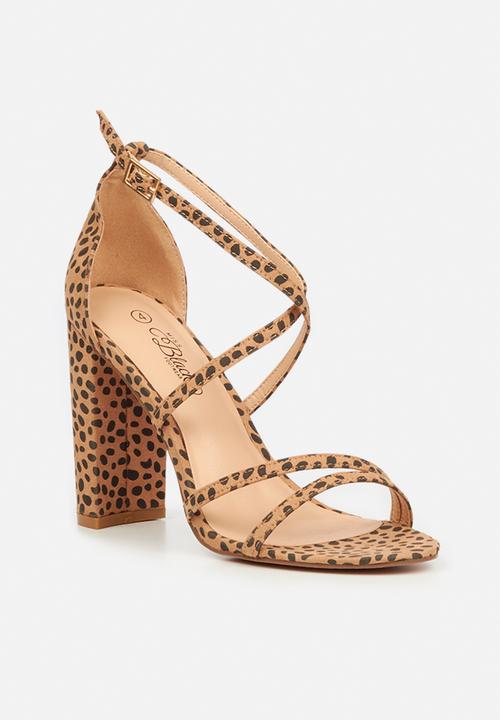 Miss Black - Border2 block heel - camel combo