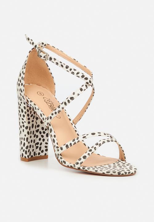 Miss Black - Border2 block heel - white combo