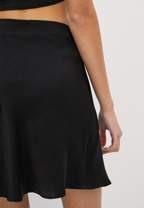 Blake - A-line satin mini - black